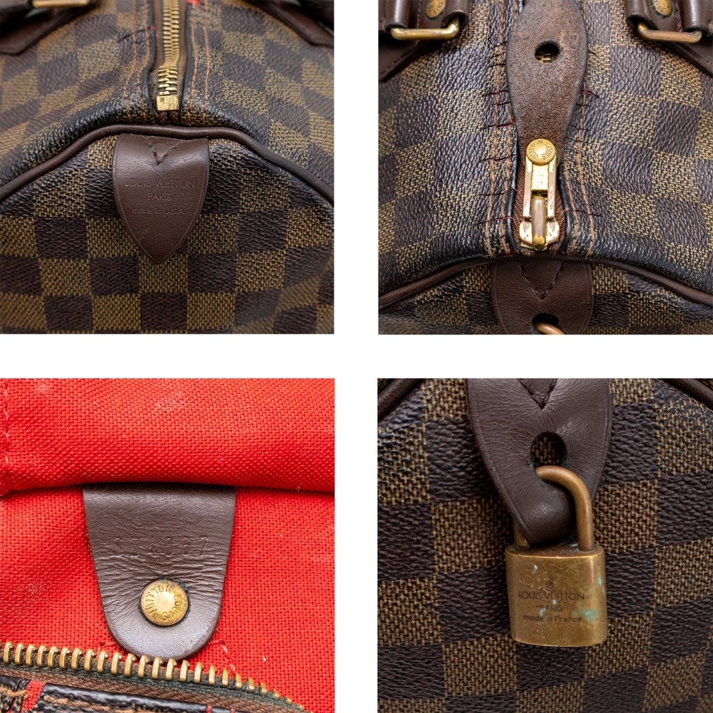Louis Vuitton Damier Ebene Speedy 30 Boston Bag Brown Canvas Leather Authentic - Picture 9 of 11